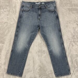 Wrangler Retro Jeans Mens 38x30 Slim Straight Western Distressed Faded Whiskered